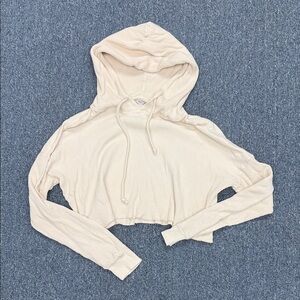Aritzia TNA Waffle Knit Cropped Long Sleeve Hoodie